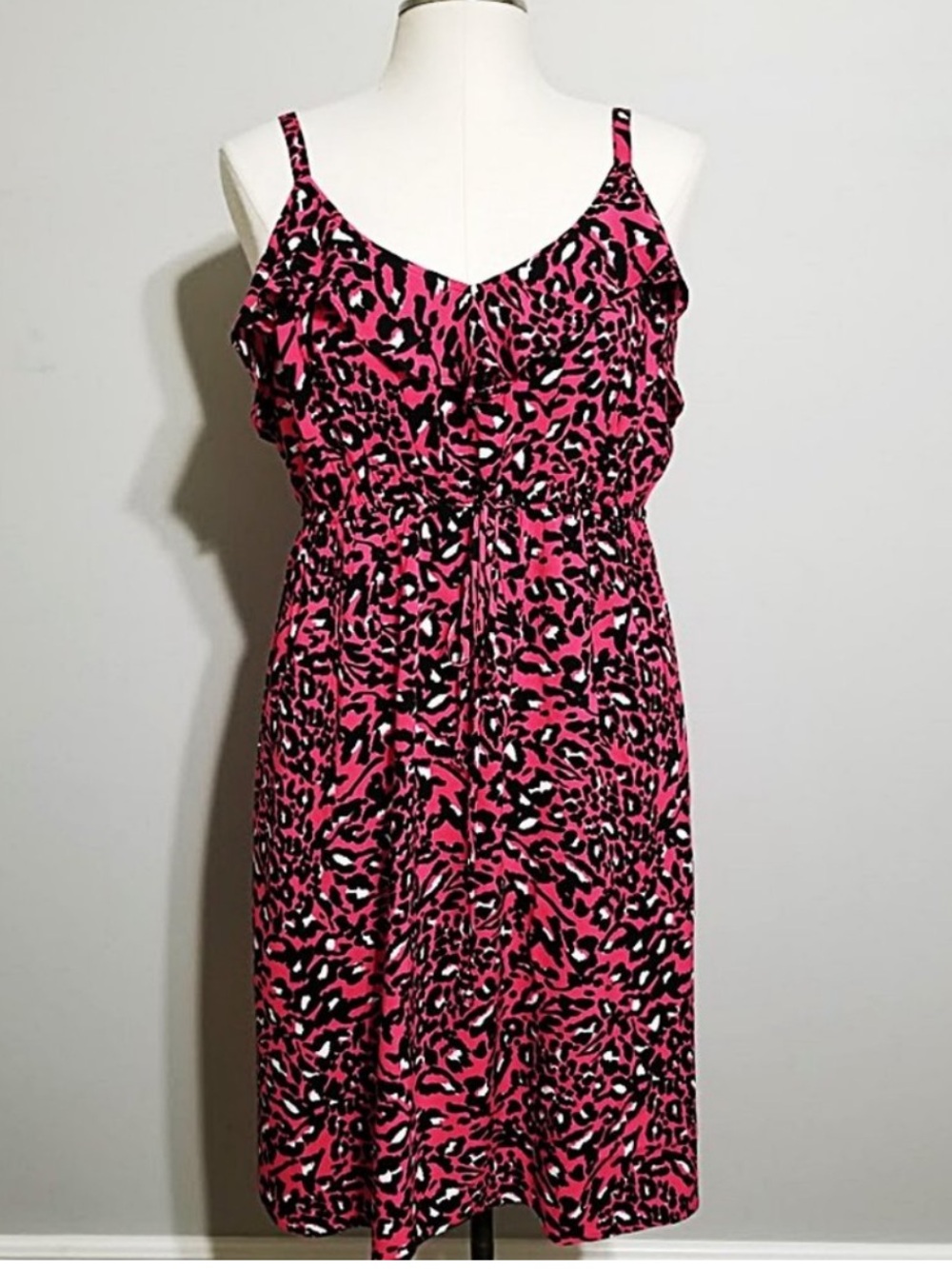 Torrid Cheetah Print Sun Dress Size 2x Womens Plus Hot Pink Leopard Sundress - Picture 2 of 11